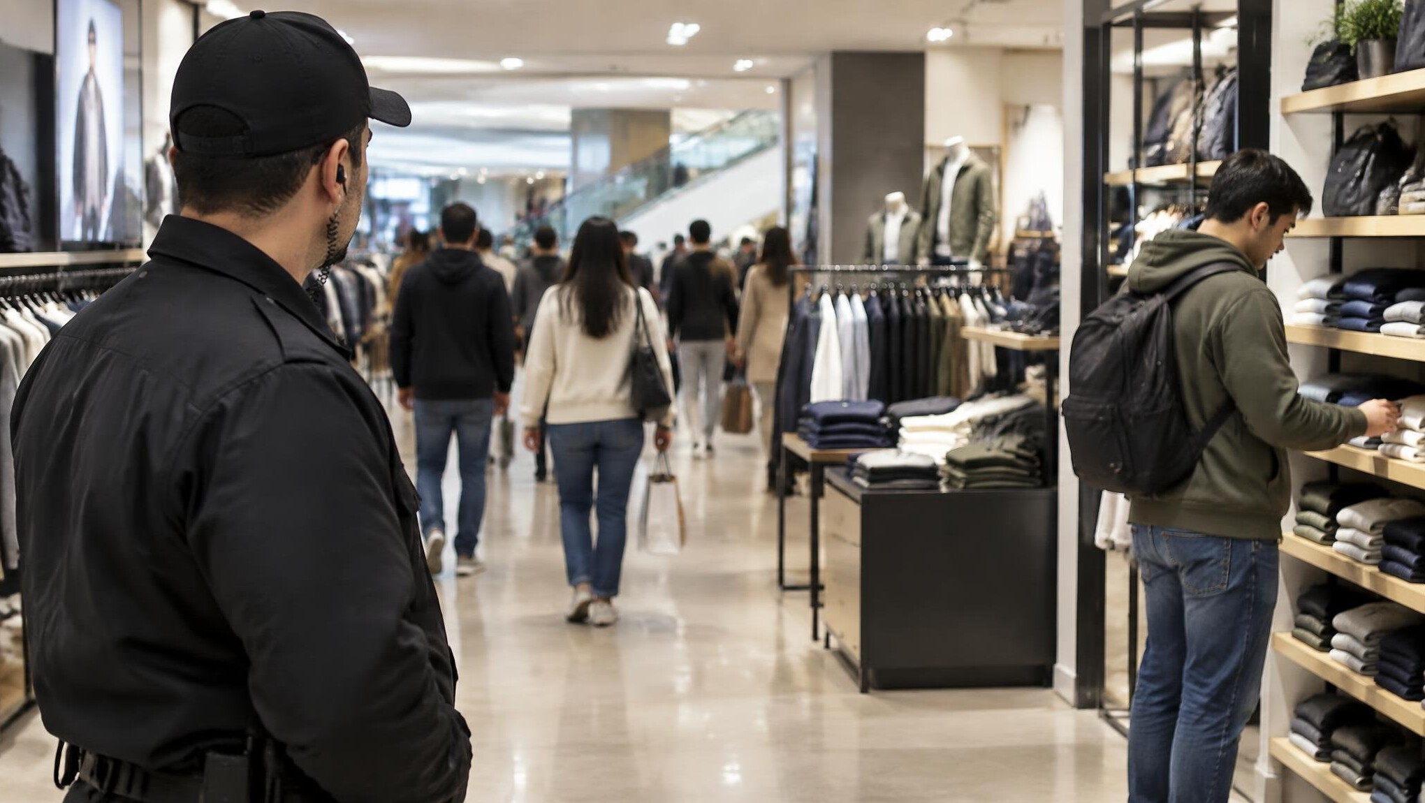store detective watching crowd