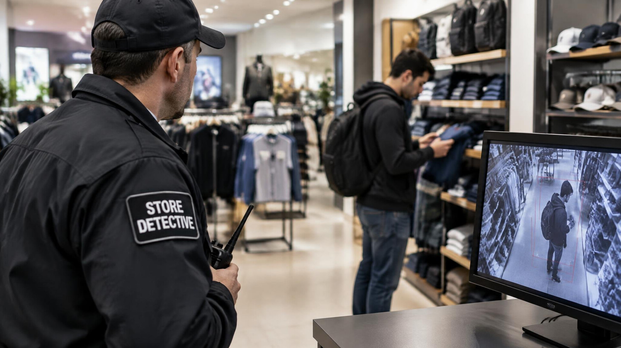 store detective watching customer