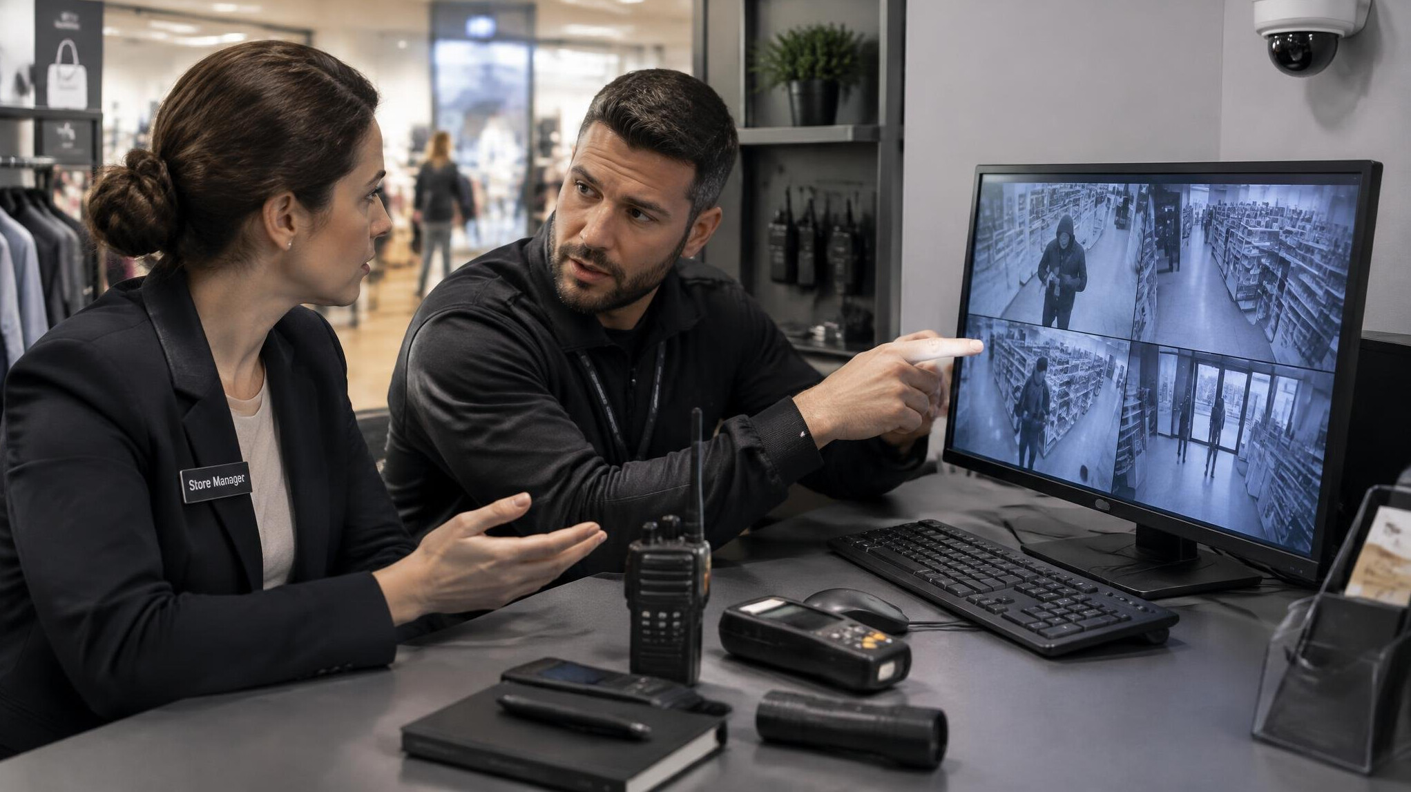 store manager discussing security